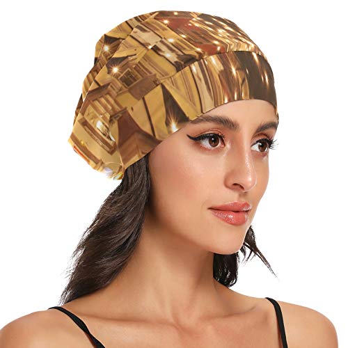 JINCAII Cap Sleep Hair European Street Town Paisaje Mujer Sleeping Hair Cap Exterior-Soft Durable Sleep Cap para Cabello Rizado Largo para Rizado Cabello Largo Natural Disponible de día y