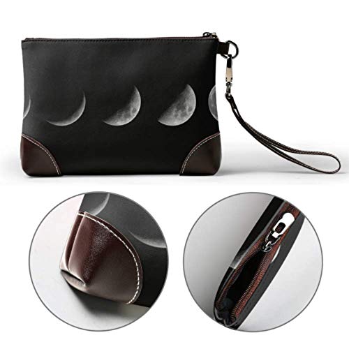 JINCAII Pulsera de cuero suave impermeable para mujer Cambio de fase lunar Costura Pulsera de cuero con cremallera para mujeres Niñas