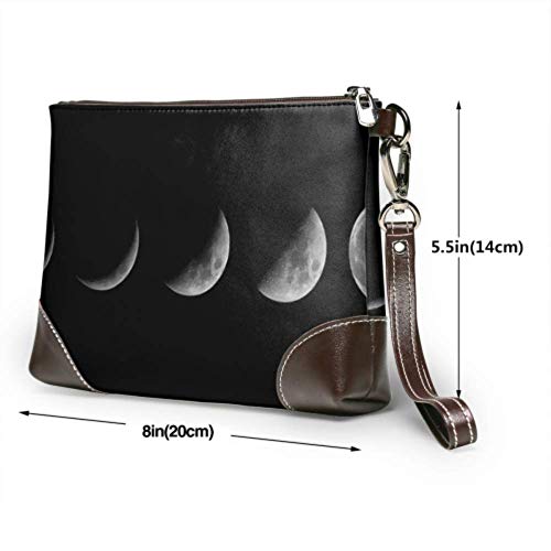 JINCAII Pulsera de cuero suave impermeable para mujer Cambio de fase lunar Costura Pulsera de cuero con cremallera para mujeres Niñas