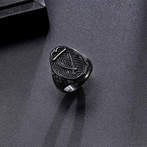 JINGJING Acero Titanio Retro Punk Anillo de los Hombres Caballero Anillo Celta Patrón de Afeitar Joyeria,Black,No.11