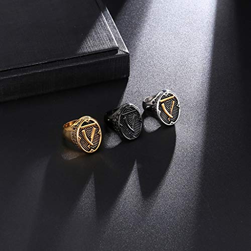 JINGJING Acero Titanio Retro Punk Anillo de los Hombres Caballero Anillo Celta Patrón de Afeitar Joyeria,Black,No.11
