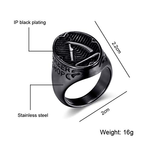 JINGJING Acero Titanio Retro Punk Anillo de los Hombres Caballero Anillo Celta Patrón de Afeitar Joyeria,Black,No.11