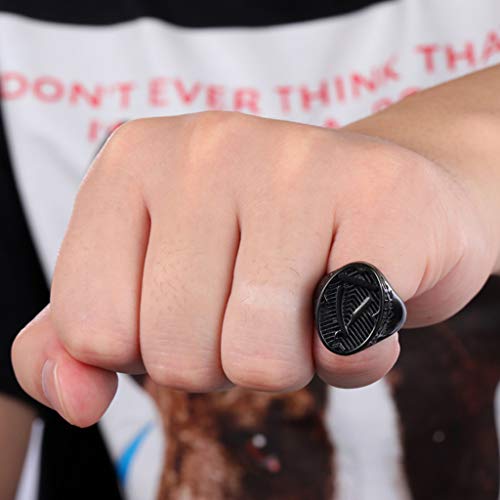 JINGJING Acero Titanio Retro Punk Anillo de los Hombres Caballero Anillo Celta Patrón de Afeitar Joyeria,Black,No.11