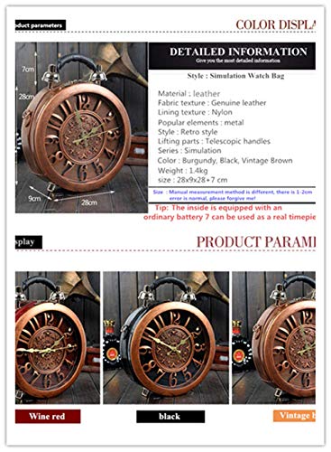 Jingya Bolso de Mujer Bolso de Reloj de Tendencia de Personalidad Paquete Diagonal de Trabajo Real con Correa de Hombro Desmontable, día de Navidad o cumpleaños,Negro