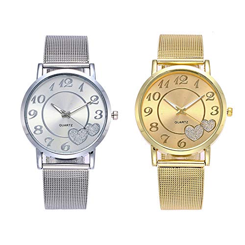 Jingyuu - Relojes de pulsera de moda para mujer de negocios, informales, de cuarzo, correa de malla de acero inoxidable Code standard-1 plata