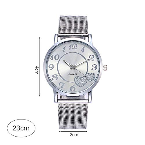 Jingyuu - Relojes de pulsera de moda para mujer de negocios, informales, de cuarzo, correa de malla de acero inoxidable Code standard-1 plata