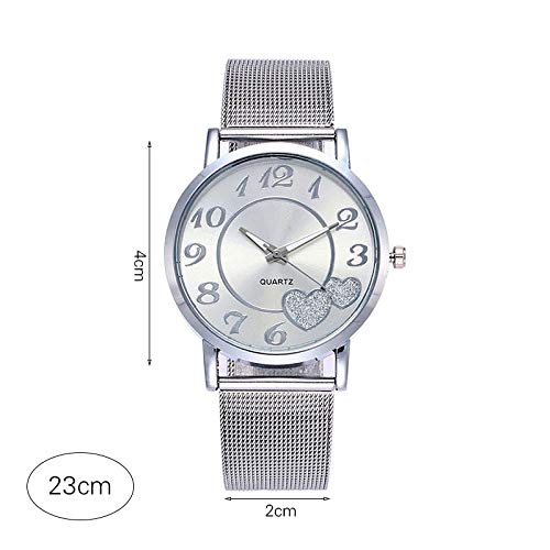 Jingyuu - Relojes de pulsera de moda para mujer de negocios, informales, de cuarzo, correa de malla de acero inoxidable Code standard-1 plata