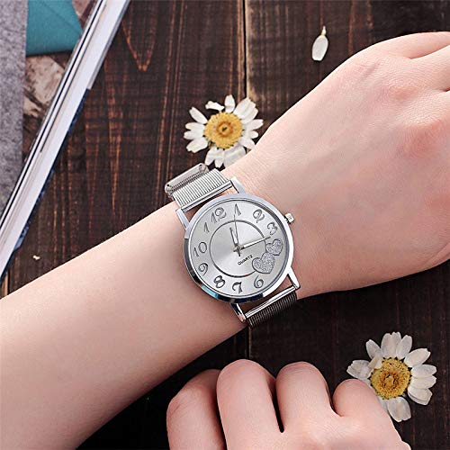 Jingyuu - Relojes de pulsera de moda para mujer de negocios, informales, de cuarzo, correa de malla de acero inoxidable Code standard-1 plata