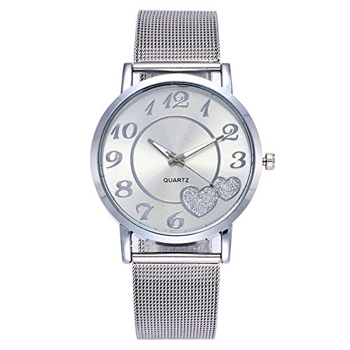 Jingyuu - Relojes de pulsera de moda para mujer de negocios, informales, de cuarzo, correa de malla de acero inoxidable Code standard-1 plata