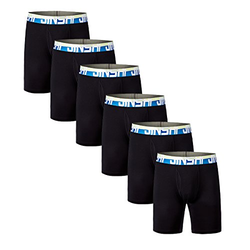 JINSHI Bóxers Basicos Calzoncillos de Bambú Comodo Ropa Interior Elástica para Hombre Pack de 6 Negro L