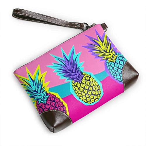 JIUCHUAN Bolso de mano Bolso de mano exótico de colores brillantes Tropical Pines Zine Cartera de mano de cuero Cartera de mano para mujer Cartera de muñeca Cartera de teléfono inteligente