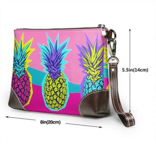 JIUCHUAN Bolso de mano Bolso de mano exótico de colores brillantes Tropical Pines Zine Cartera de mano de cuero Cartera de mano para mujer Cartera de muñeca Cartera de teléfono inteligente