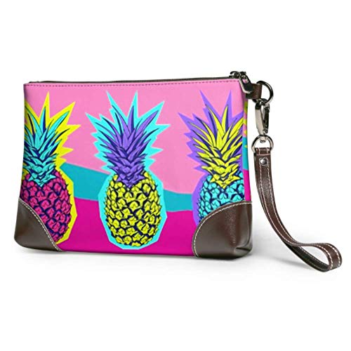 JIUCHUAN Bolso de mano Bolso de mano exótico de colores brillantes Tropical Pines Zine Cartera de mano de cuero Cartera de mano para mujer Cartera de muñeca Cartera de teléfono inteligente