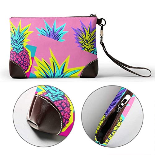 JIUCHUAN Bolso de mano Bolso de mano exótico de colores brillantes Tropical Pines Zine Cartera de mano de cuero Cartera de mano para mujer Cartera de muñeca Cartera de teléfono inteligente