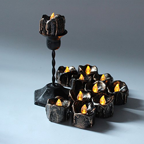 JIUJ Velas de té sin llama, luces realistas a pilas, para decoración de Halloween, Navidad, festivales, bodas, paquete de 12