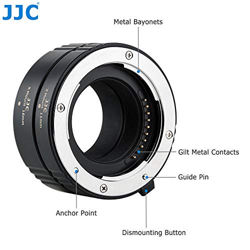 JJC 11mm/16mm Sets Metal Tubo de Extensión TTL Enfoque Automático AF para Lentes Fujifilm XF y Cámaras de la Serie X