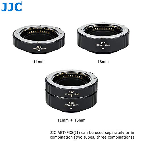 JJC 11mm/16mm Sets Metal Tubo de Extensión TTL Enfoque Automático AF para Lentes Fujifilm XF y Cámaras de la Serie X