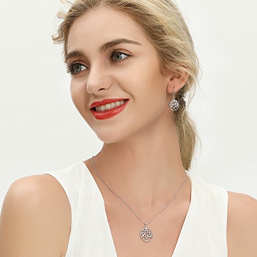 JO WISDOM pendientes árbol de la vida plata 925 mujer con circonita cúbica AAA