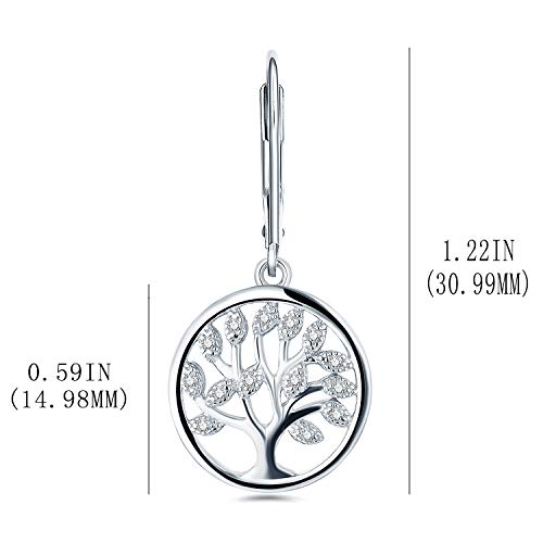 JO WISDOM pendientes árbol de la vida plata 925 mujer con circonita cúbica AAA