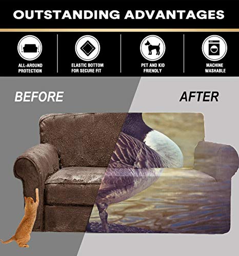 JOCHUAN Goose Animal Bird Poultry Greylag Goose Gander Foldable Sofa Cover Sofa Cover Stretch Fitted Furniture Protector 2&3 Seat Sofas