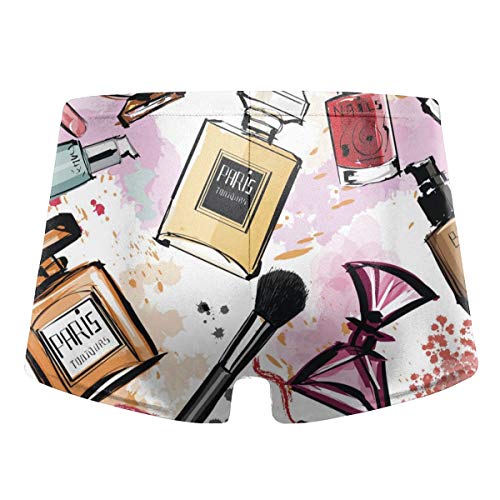 Johnson hop Perfume Lipstick Nail Polish Mens Swim Boxers Briefs Beach Underwear(XL,Black)