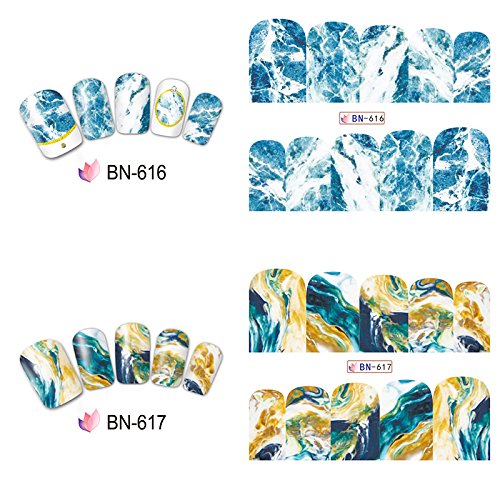 Joligel Pegatinas Decorativas para Uñas al Agua Completas Calcomanías Autoadherentes para Decoración de Uñas, Etiquetas Adhesivas Diseño Manicura, Water Decals Uña Completa, Texturas Mármol