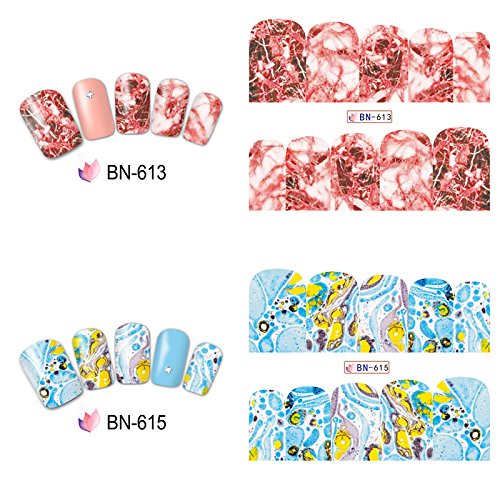 Joligel Pegatinas Decorativas para Uñas al Agua Completas Calcomanías Autoadherentes para Decoración de Uñas, Etiquetas Adhesivas Diseño Manicura, Water Decals Uña Completa, Texturas Mármol