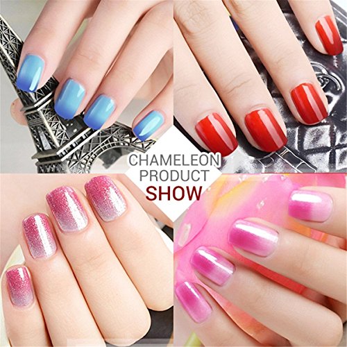 Joligel UV LED Esmalte Uñas Gel Kit, 6pcs Esmaltes Semipermanentes Camaleón Cambio de Color con Temperatura Soak Off 10ML Laca Shellac Manicura Pedicura