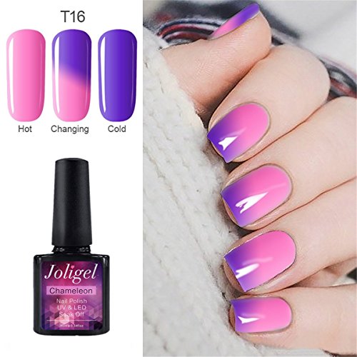 Joligel UV LED Esmalte Uñas Gel Kit, 6pcs Esmaltes Semipermanentes Camaleón Cambio de Color con Temperatura Soak Off 10ML Laca Shellac Manicura Pedicura