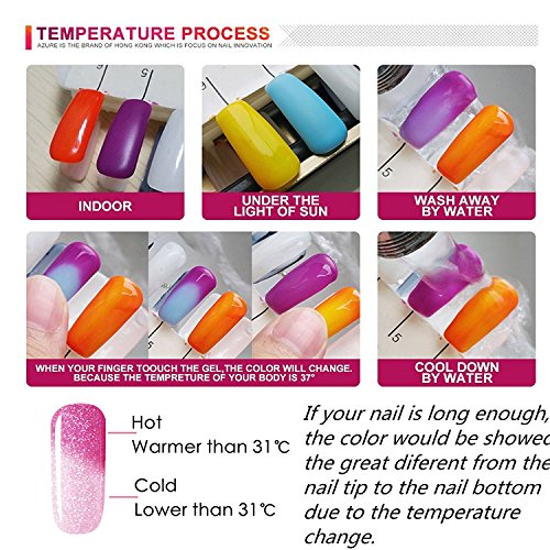 Joligel UV LED Esmalte Uñas Gel Kit, 6pcs Esmaltes Semipermanentes Camaleón Cambio de Color con Temperatura Soak Off 10ML Laca Shellac Manicura Pedicura