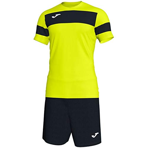 Joma Academy II Set Equipacion M/Corta, Hombre, Amarillo Fluor/Negro, L