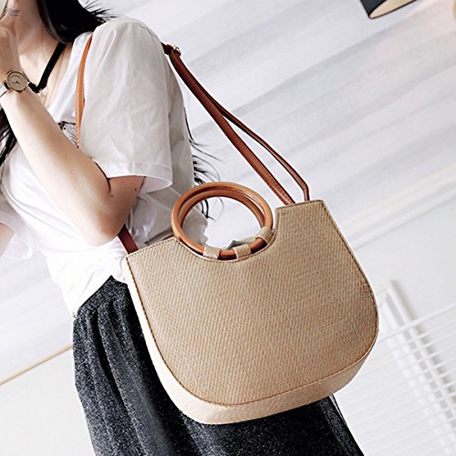 JOSEKO, Bolsa de verano de playa, viajar y uso diario, beige y marrón