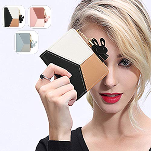 JOSEKO Cartera pequeña de Las señoras, Cartera de Cuero de la PU, Cartera Colgante del Conejo Lindo, Cartera de la Multi-Ranura, Cartera del Enrejado