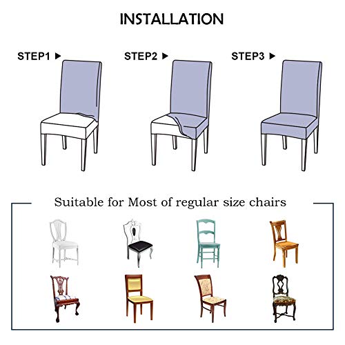 JOTOM - Fundas para sillas, universales, elásticas, modernas, para decoración navideña, para comedor, fiesta, hotel, restaurante, decoración (flores azules, juego de 4)