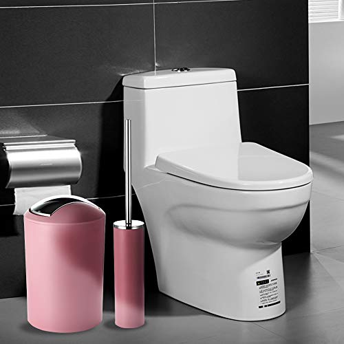 JOTOM Juego de Accesorios de Baño 6 Piezas,Cubo de Basura,Jabonera,Dispensador de jabón,Vaso,Vaso para Cepillo de Dientes y escobilla (Rosa)