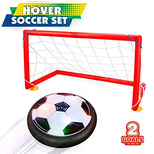 Joy-Jam Juguetes para Niños 5-10 años, Hover Ball Goal Set Air Soccer Fútbol Disco Electric Soccer con 2 Puertas Que se Ciernen Fútbol de Entrenamiento con Luces LED Negro