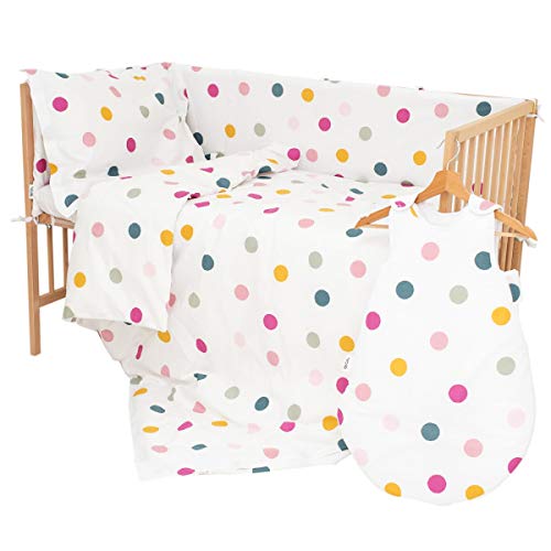 Joy - Pati'Chou Funda de edredón 80x80 cm y 1 funda de almohada 35x40 cm Juego de Funda Nórdica Minicuna y Chicco Next 2 Me, 100% Algodón Blanco