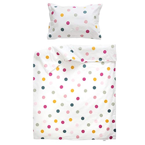 Joy - Pati'Chou Funda de edredón 80x80 cm y 1 funda de almohada 35x40 cm Juego de Funda Nórdica Minicuna y Chicco Next 2 Me, 100% Algodón Blanco