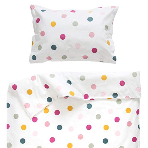 Joy - Pati'Chou Funda de edredón 80x80 cm y 1 funda de almohada 35x40 cm Juego de Funda Nórdica Minicuna y Chicco Next 2 Me, 100% Algodón Blanco