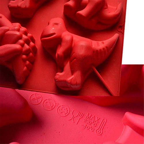 Joyeee Antiadherente de Horneado Molde Silicona, Moldes de silicona con forma de dinosaurios para pastel, pan, panecillo, pudín, gelatina, jabón - múltiples funciones, cumpleaños de los niños, partido
