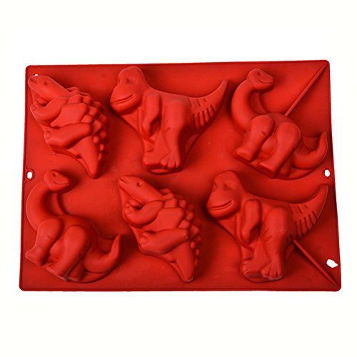 Joyeee Antiadherente de Horneado Molde Silicona, Moldes de silicona con forma de dinosaurios para pastel, pan, panecillo, pudín, gelatina, jabón - múltiples funciones, cumpleaños de los niños, partido