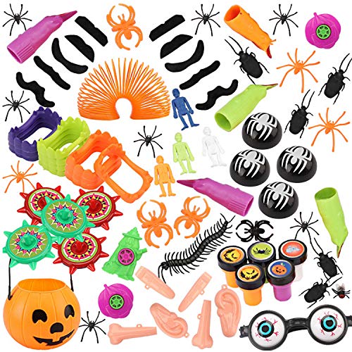 Joyhoop 124pcs Juguetes de Halloween,Fake Spider Vampire Teeth Whistles Witch Finger Nails Toys for Trick or Treating novedades de Halloween Regalos de Fiesta