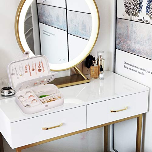 JOYUE Joyero Pequeña, Joyero portátil de Viaje para Mujer, Jewelry Organizer para Anillos Aretes Pendientes Pulseras y Collares, 16,5 x 11,5 x 5,5 cm (Blanco)