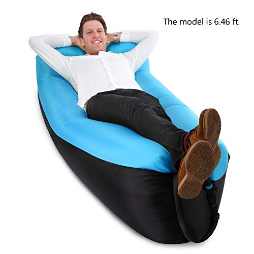 JSVER Sofá Inflable Aire del ocioso con el Paquete Portable para Viajar, Acampar, Senderismo, Piscina y Partidos de la Playa (Negro&Azul)