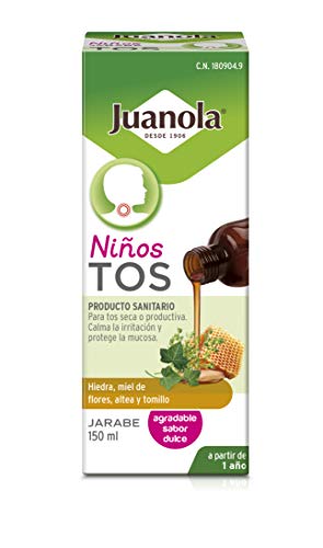 JUANOLA Jarabe Tos Niños - Producto sanitario con hiedra, miel de flores, altea y tomillo - Tos seca y productiva - 150 ml