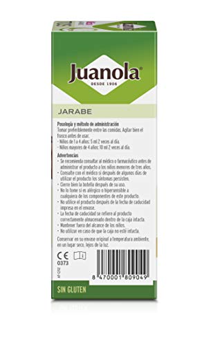 JUANOLA Jarabe Tos Niños - Producto sanitario con hiedra, miel de flores, altea y tomillo - Tos seca y productiva - 150 ml