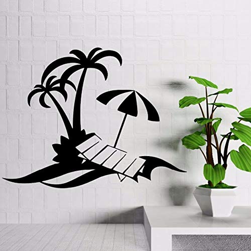 JUDING Etiqueta de Vinilo Palm Beach Vacation Relax Etiqueta de la Pared Decoración Familiar Decoración de Estilo Tropical Beach Beach Window Art Mural 75x57cm