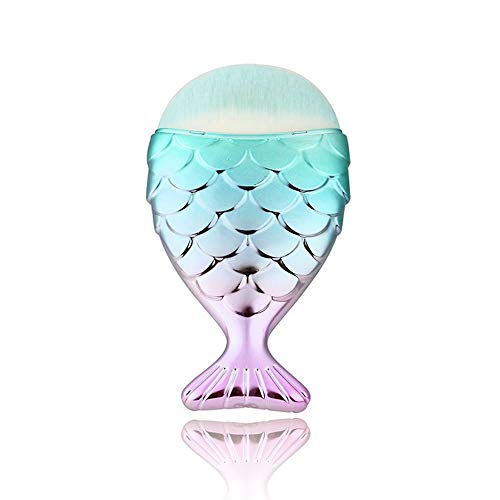 Juego de 10 brochas de maquillaje, herramientas de belleza, brochas de maquillaje de sirena, kit profesional de colorete para la parte inferior de la cola de pez