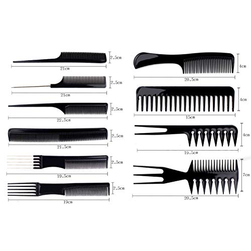 Juego de 10 peines profesionales para el cabello, peines antiestáticos para peluquería, herramientas para el cuidado del cabello