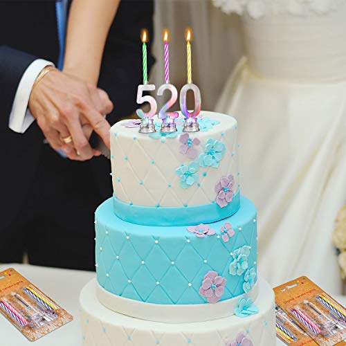 Juego de 10 Piezas Velas LED de Número de 0-9 Velas de Cumpleaños Intermitentes y 40 Piezas Velas de Cera para Fiesta de Cumpleaños (Vela Multicolor)